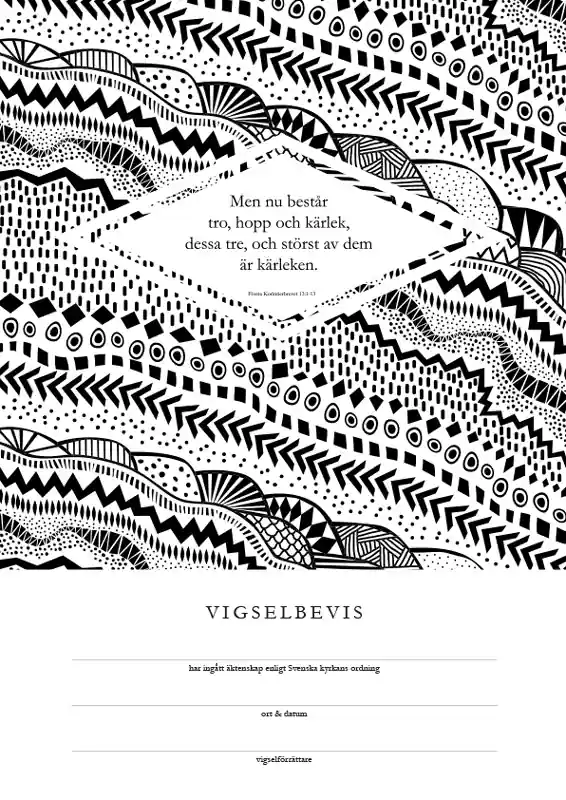 Vigselbevis - Men nu består tro, hopp och kärlek - Svenska kyrkan Begränsad tid
