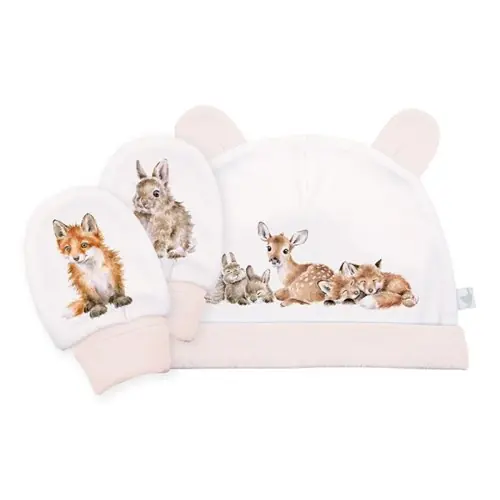 Fri frakt Wrendale DesignsBabyset skogsdjur mössa & vantar